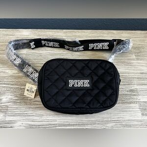 🆕 PINK Victoria's Secret Quilted Black Fanny Pack Mini Bag